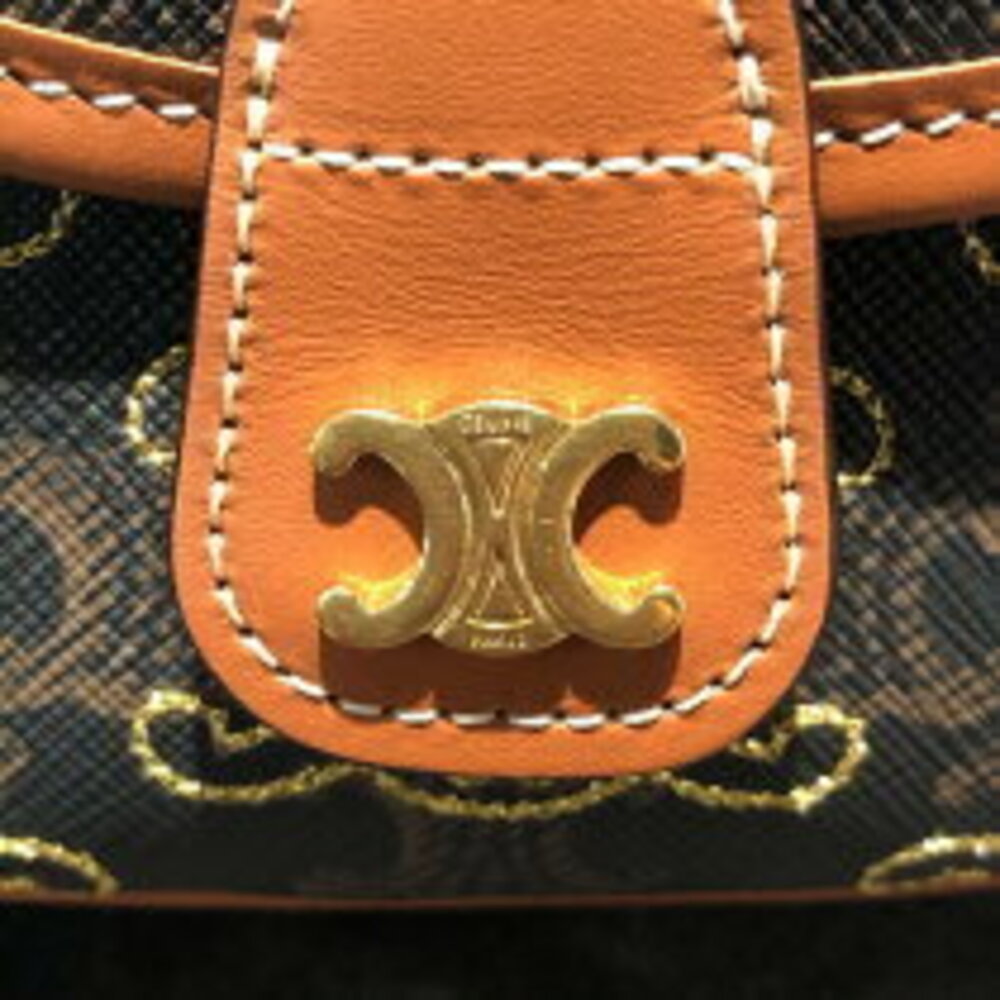 Celine Besas Triomphe Brown Canvas Shoulder Bag - Picture 5 of 7